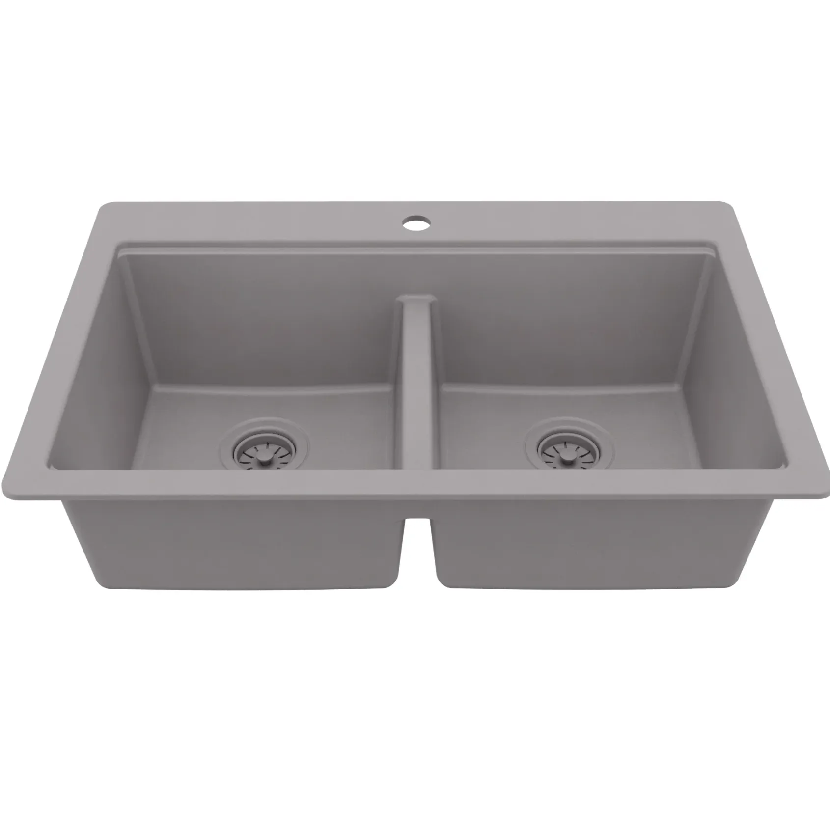 Karran 33" Drop In Quartz Composite Workstation Kitchen Sink, 50/50 Double Bowl, Grey, QTWS-880-GR-PK2