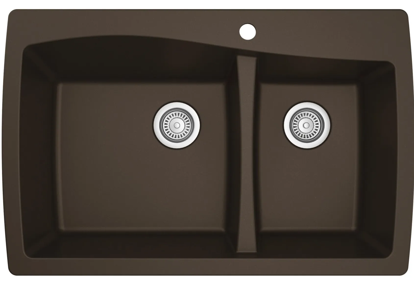 Karran 34" Drop In/Topmount Quartz Composite Kitchen Sink with Accessories, 60/40 Double Bowl, Brown, QT-721-BR-PK1