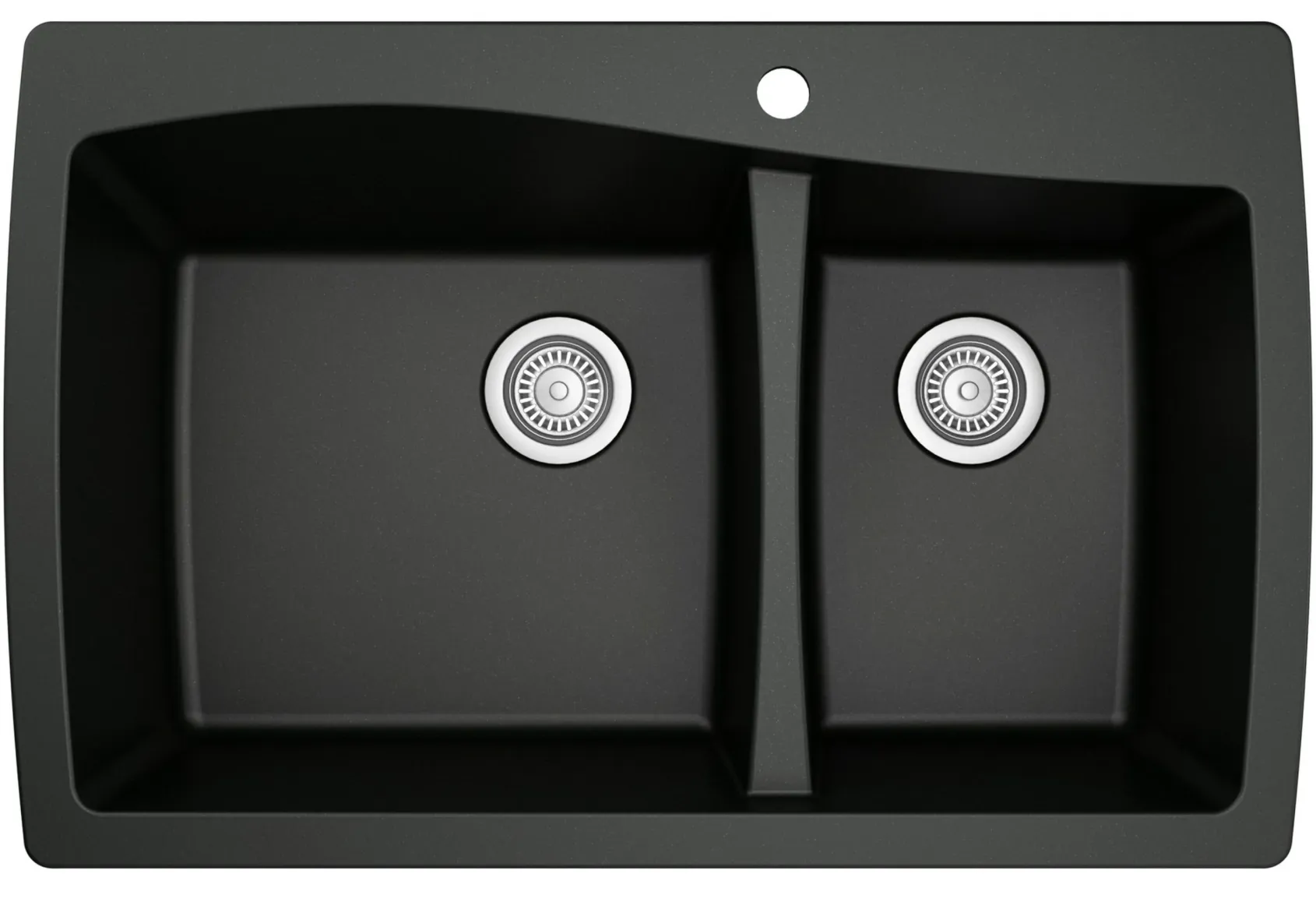 Karran 34" Drop In/Topmount Quartz Composite Kitchen Sink with Accessories, 60/40 Double Bowl, Black, QT-721-BL-PK1