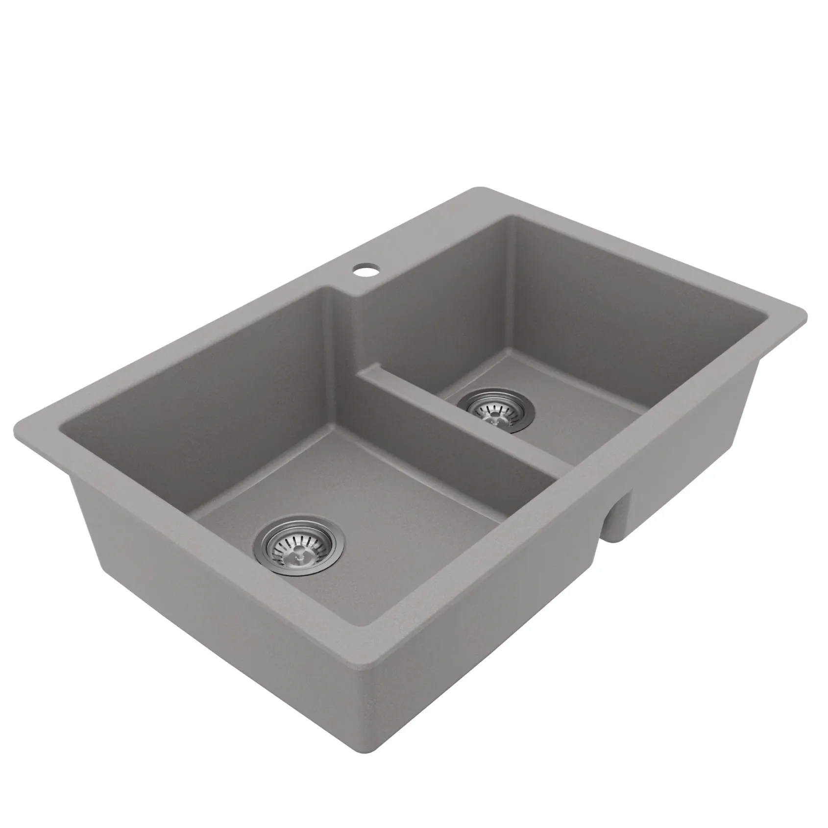 Karran 33" Drop In/Topmount Quartz Composite Kitchen Sink with Accessories, 60/40 Double Bowl, Grey, QT-811-GR-PK1
