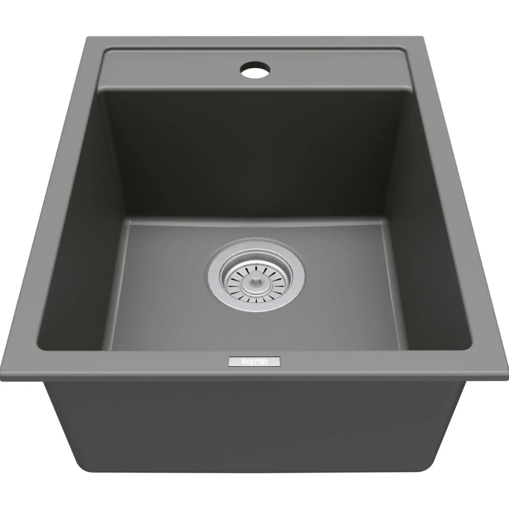 Karran 16" Drop In/Topmount Quartz Composite Kitchen Sink, Grey, QT-825-GR