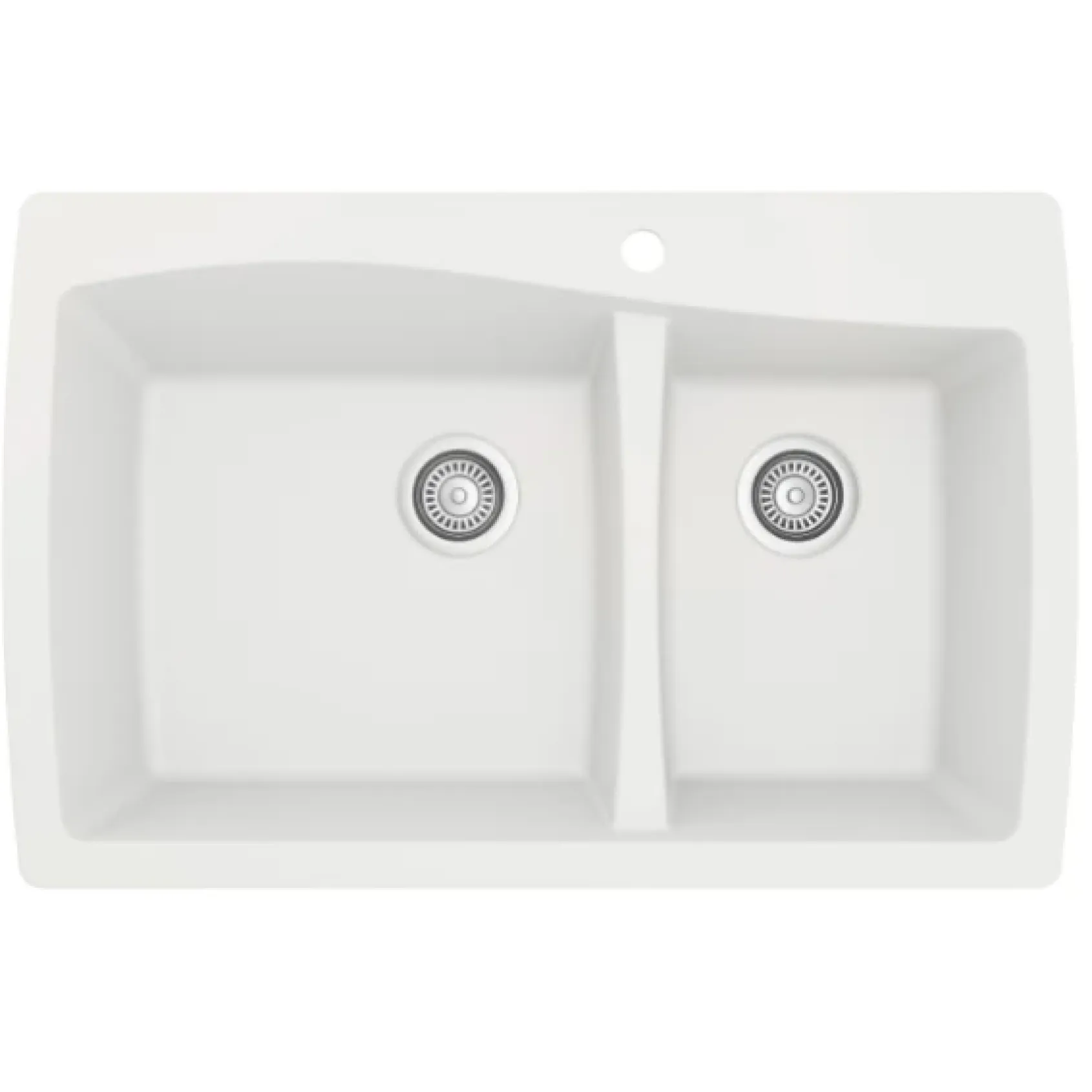 Karran 34" Drop In/Topmount Quartz Composite Kitchen Sink, 60/40 Double Bowl, White, QT-721-WH