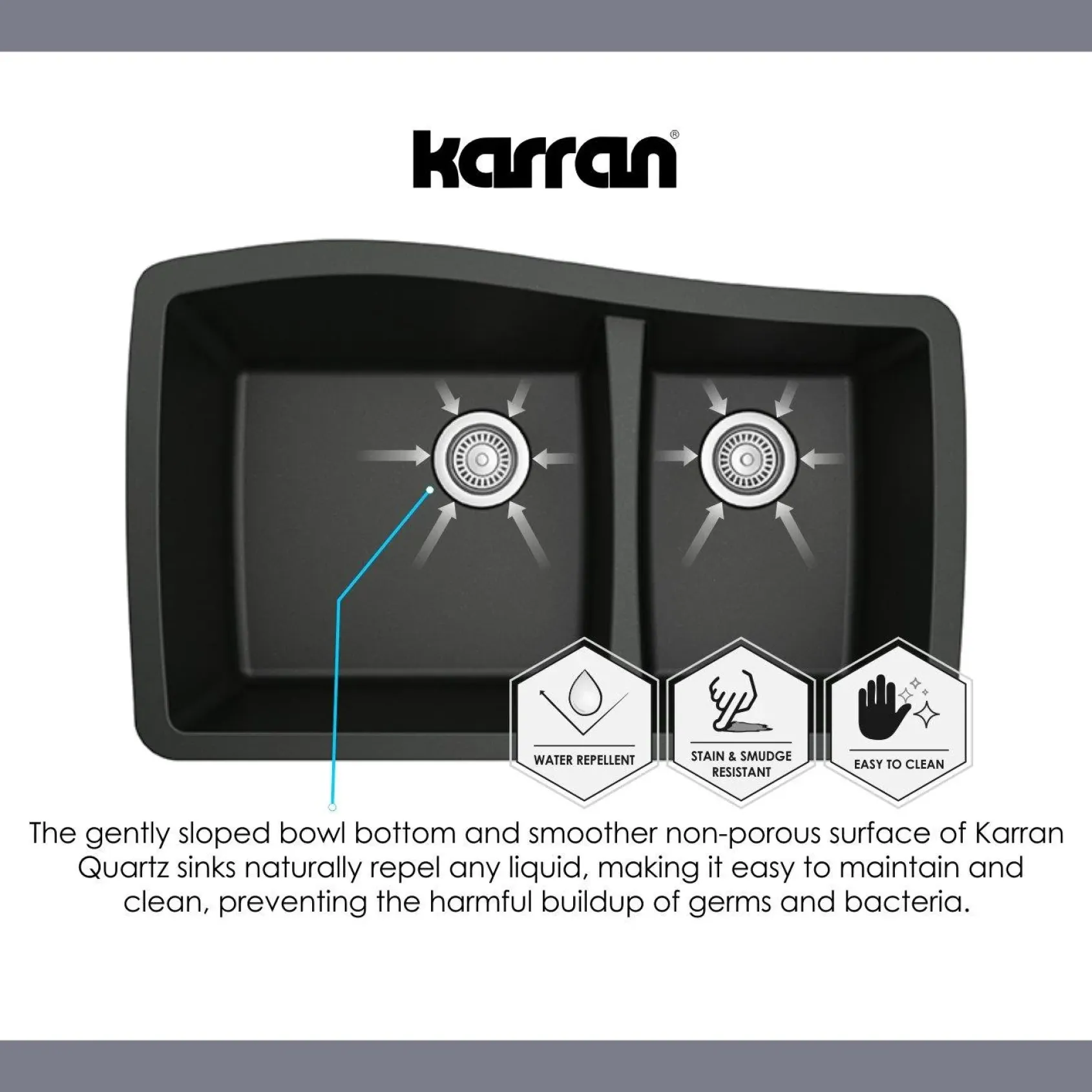 Karran 34" Drop In/Topmount Quartz Composite Kitchen Sink, 60/40 Double Bowl, White, QT-721-WH