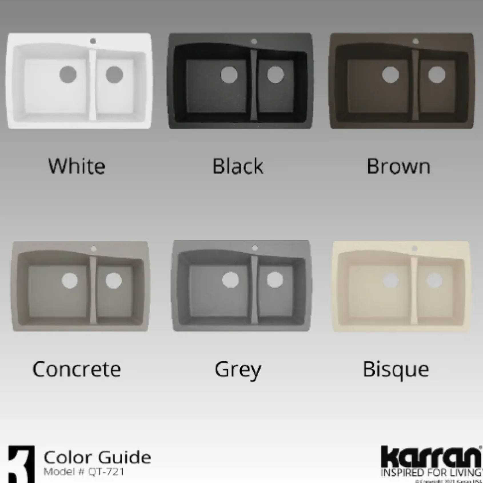 Karran 34" Drop In/Topmount Quartz Composite Kitchen Sink, 60/40 Double Bowl, White, QT-721-WH