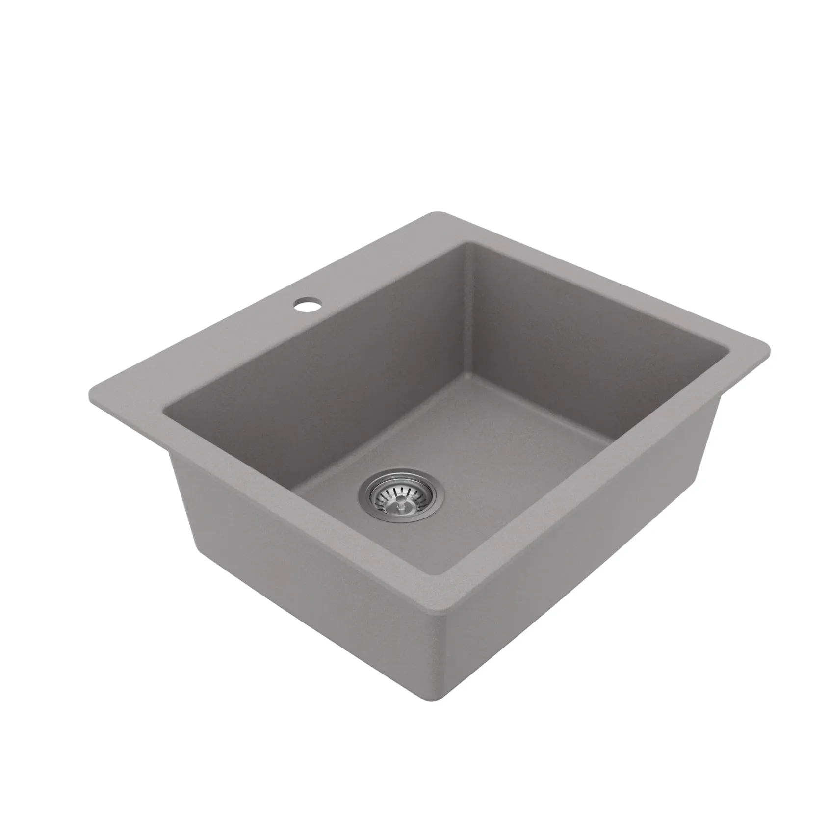 Karran 25" Drop In/Topmount Quartz Composite Kitchen Sink with Accessories, Grey, QT-820-GR-PK1