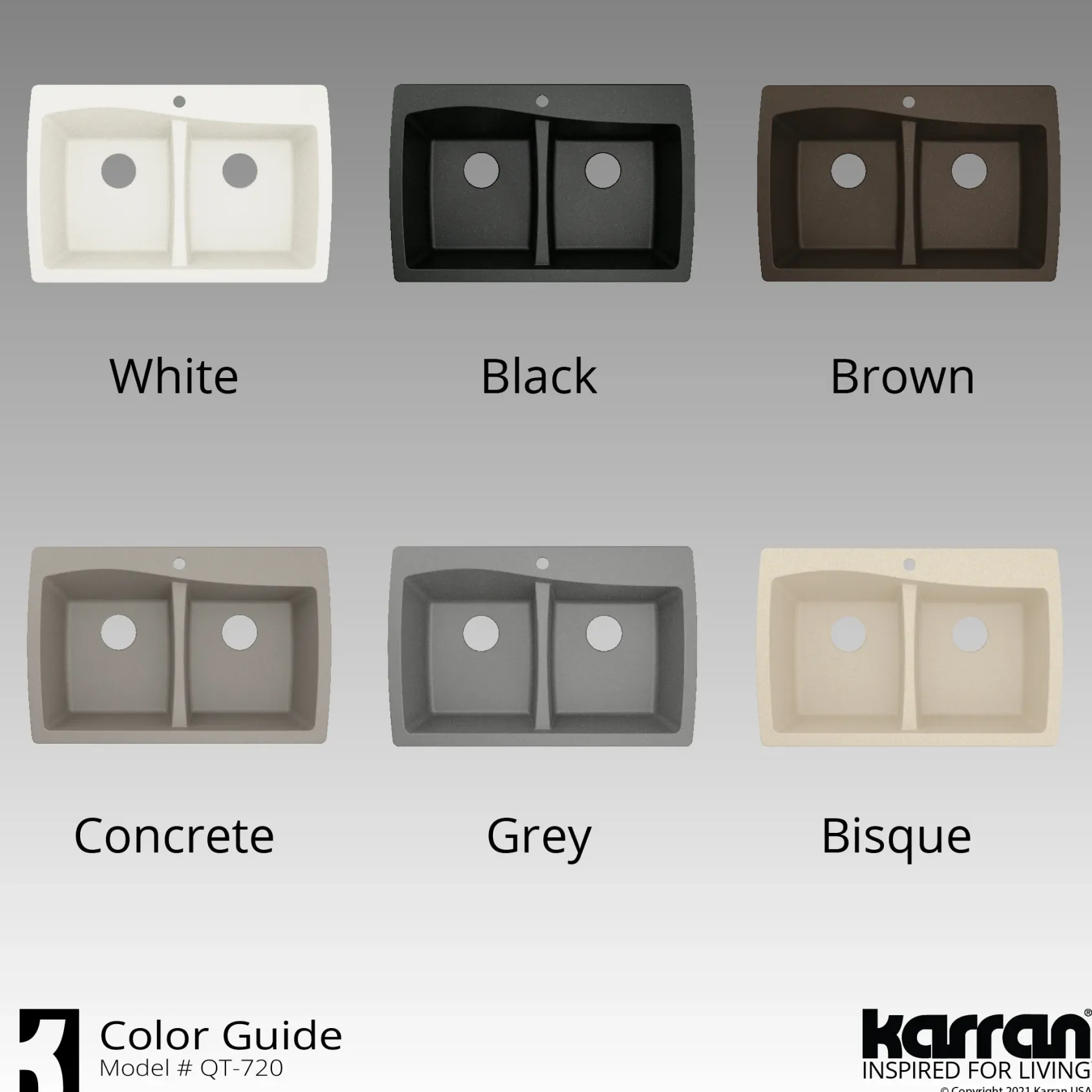 Karran 34" Drop In/Topmount Quartz Composite Kitchen Sink with Accessories, 50/50 Double Bowl, Concrete, QT-720-CN-PK1