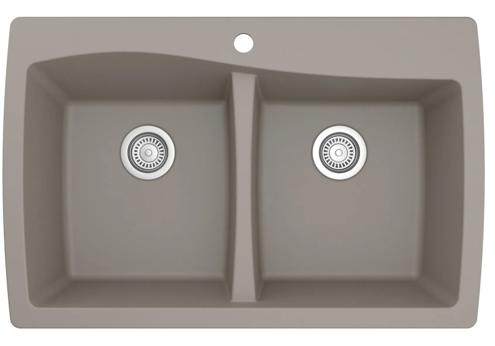 Karran 34" Drop In/Topmount Quartz Composite Kitchen Sink with Accessories, 50/50 Double Bowl, Concrete, QT-720-CN-PK1