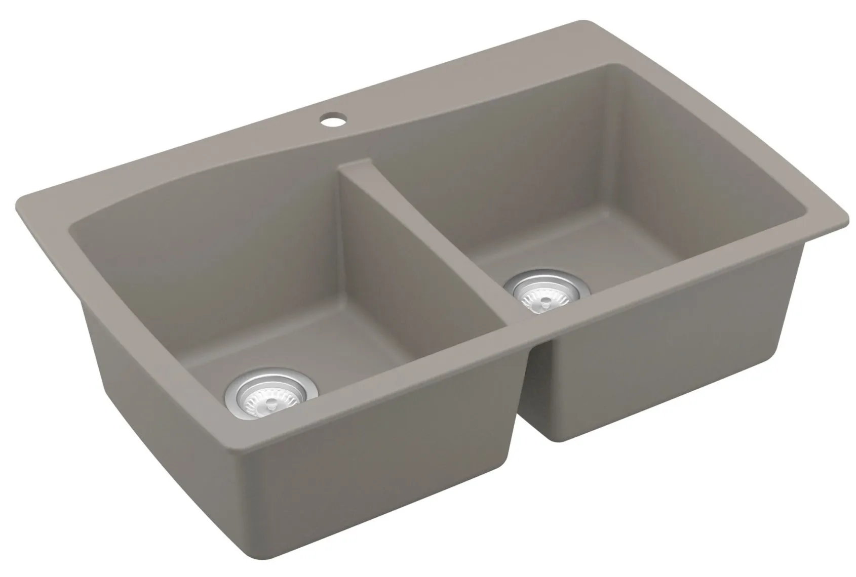 Karran 34" Drop In/Topmount Quartz Composite Kitchen Sink with Accessories, 50/50 Double Bowl, Concrete, QT-720-CN-PK1
