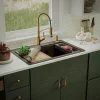 Karran 33" Drop In/Topmount Quartz Composite Kitchen Sink, 50/50 Double Bowl, Brown, QTWS-880-BR