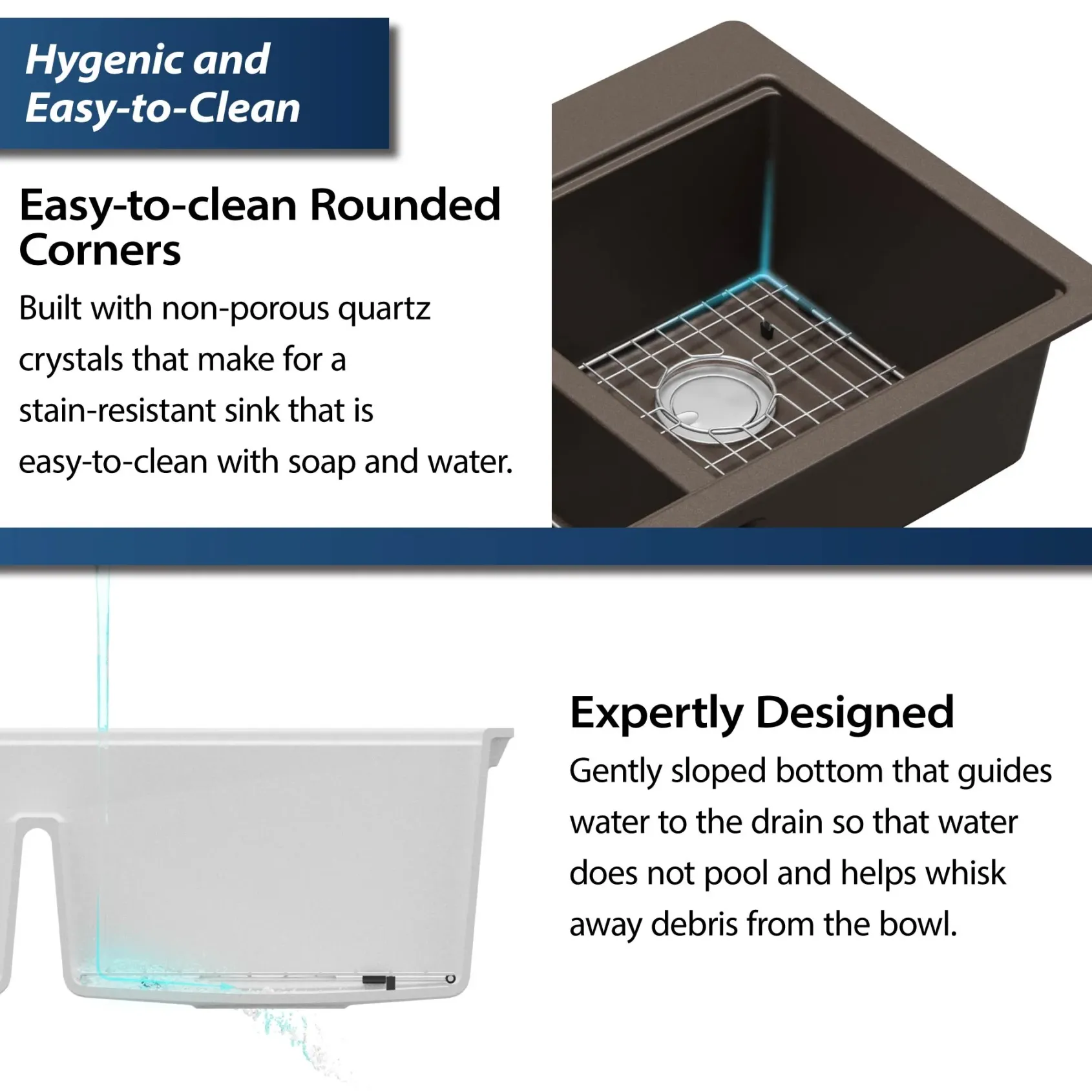 Karran 33" Drop In/Topmount Quartz Composite Kitchen Sink, 50/50 Double Bowl, Brown, QTWS-880-BR