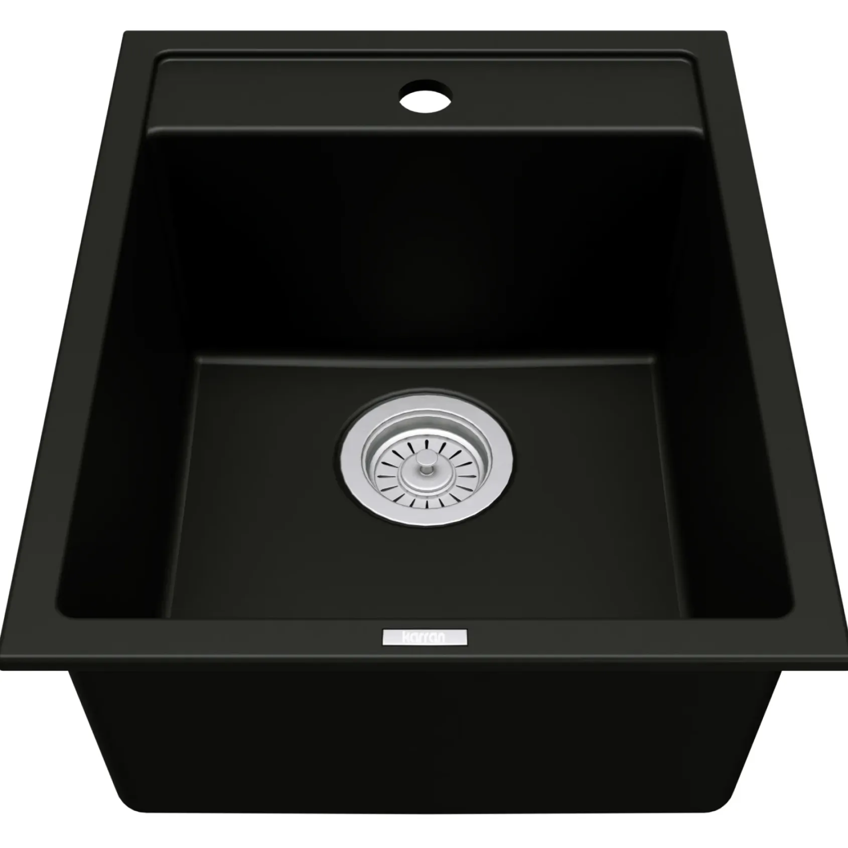 Karran 16" Drop In/Topmount Quartz Composite Kitchen Sink, Black, QT-825-BL