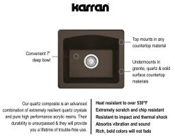 Karran 18" Quartz Bar/Prep Sink, Brown, QX-680-BR