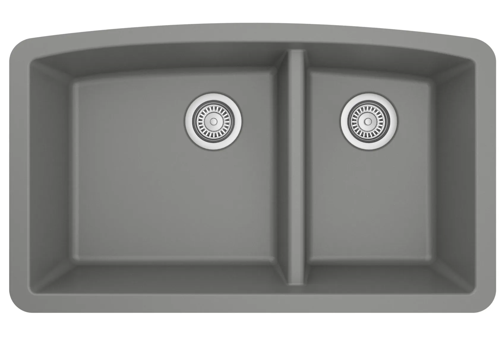 Karran 32" Undermount Quartz Composite Kitchen Sink, 60/40 Double Bowl, Grey, QU-711-GR-PK1