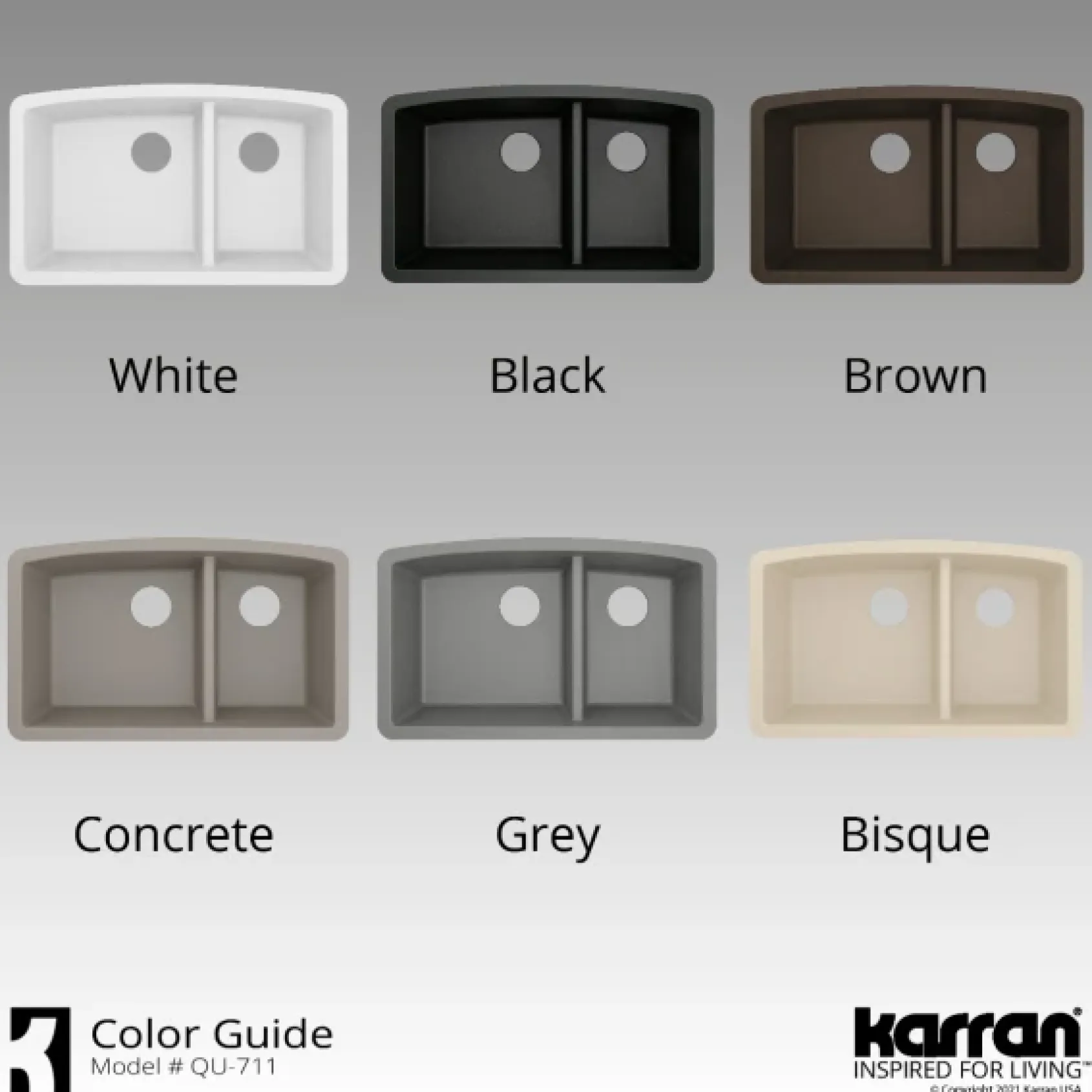Karran 32" Undermount Quartz Composite Kitchen Sink, 60/40 Double Bowl, Grey, QU-711-GR-PK1