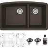Karran 32" Undermount Quartz Composite Kitchen Sink, 60/40 Double Bowl, Brown, QU-711-BR-PK1