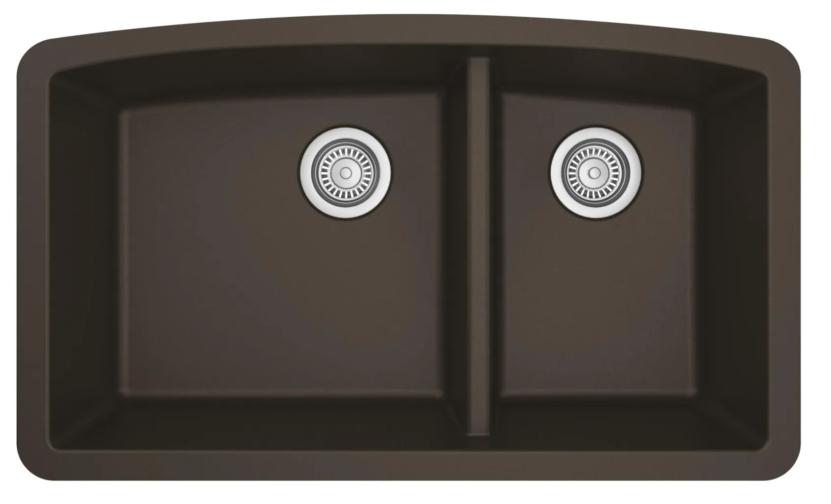 Karran 32" Undermount Quartz Composite Kitchen Sink, 60/40 Double Bowl, Brown, QU-711-BR-PK1