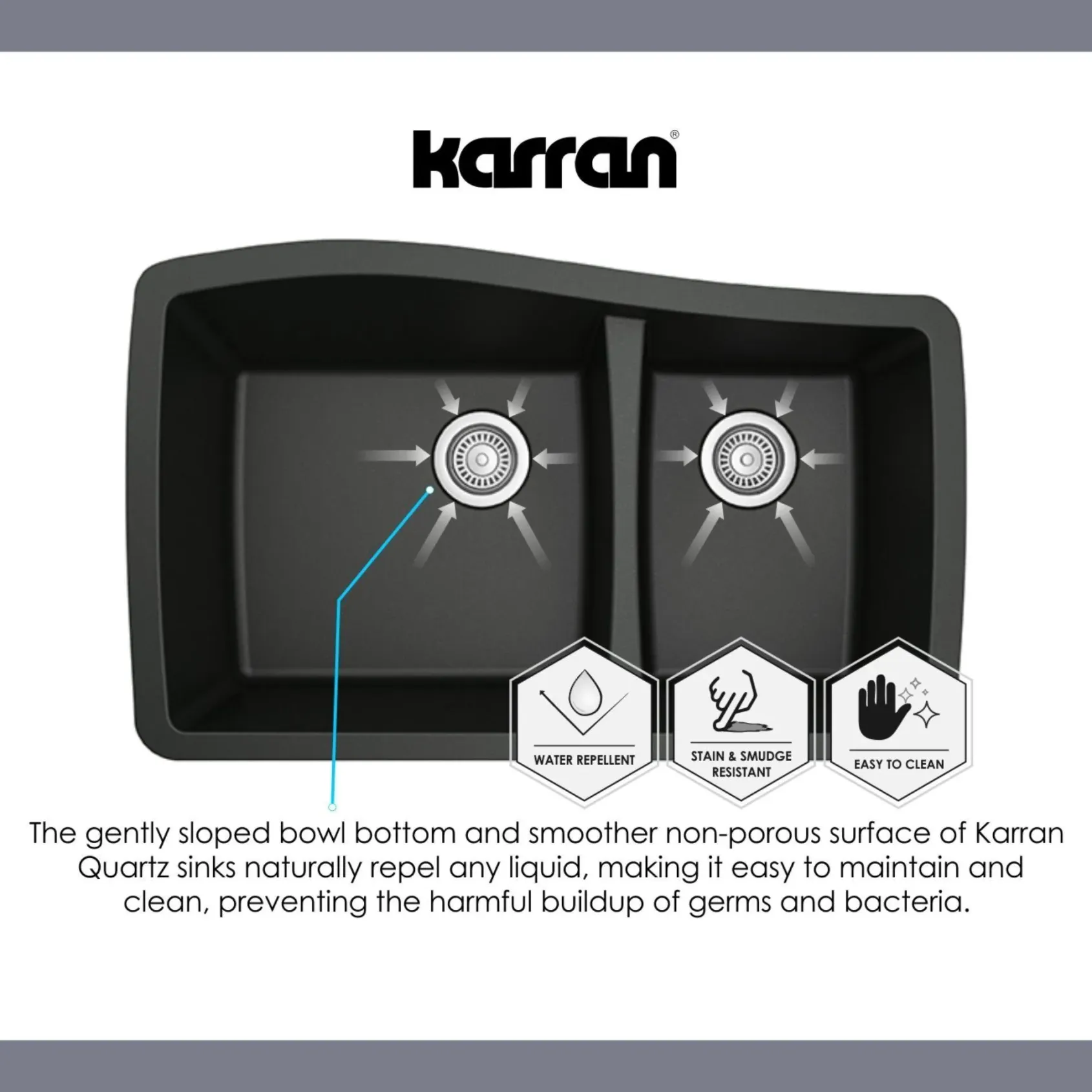 Karran 32" Undermount Quartz Composite Kitchen Sink, 60/40 Double Bowl, Brown, QU-711-BR-PK1
