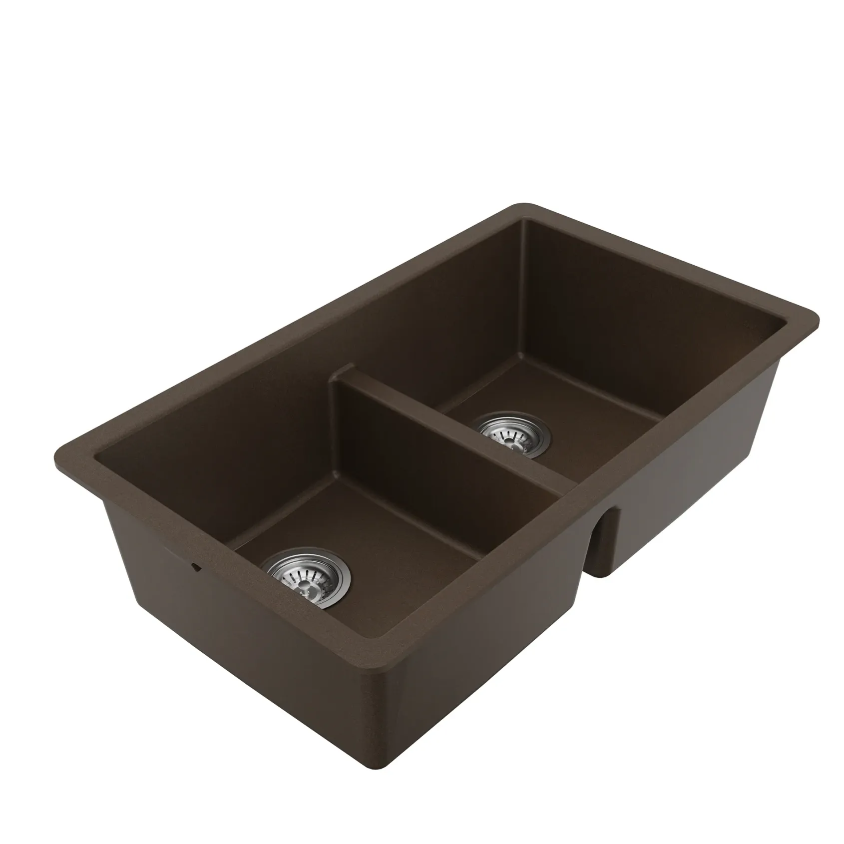 Karran 32" Undermount Quartz Composite Kitchen Sink with Accessories, 50/50 Double Bowl, Brown, QU-810-BR-PK1