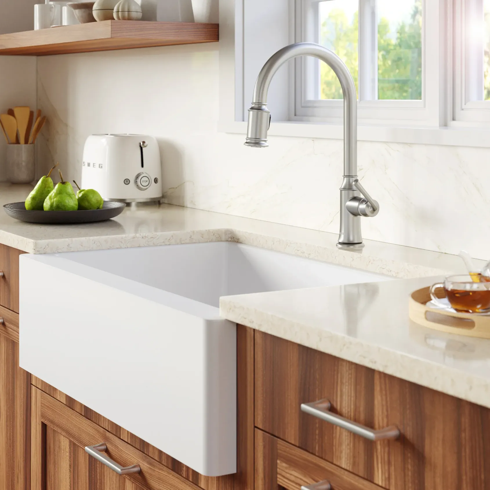 Karran Auburn 1.8 GPM Single Lever Handle Lead-free Brass ADA Kitchen Faucet, Pull-Down Kitchen, Stainless Steel, KKF310SS