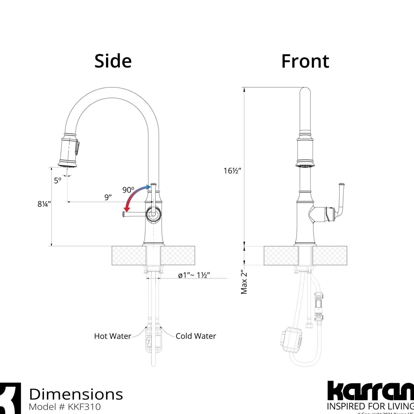 Karran Auburn 1.8 GPM Single Lever Handle Lead-free Brass ADA Kitchen Faucet, Pull-Down Kitchen, Stainless Steel, KKF310SS
