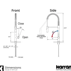 Karran Bluffton 1.8 GPM Single Lever Handle Lead-free Brass ADA Kitchen Faucet, Pull-Down Kitchen, Stainless Steel, KKF220SD35SS
