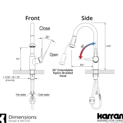 Karran Dockton 1.8 GPM Single Lever Handle Lead-free Brass ADA Kitchen Faucet, Pull-Down Kitchen, Chrome, KKF250SD25C