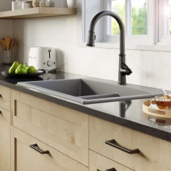 Karran Elwood 1.8 GPM Single Lever Handle Lead-free Brass ADA Kitchen Faucet, Pull-Down Kitchen, Matte Black, KKF330MB