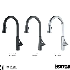 Karran Elwood 1.8 GPM Single Lever Handle Lead-free Brass ADA Kitchen Faucet, Pull-Down Kitchen, Stainless Steel, KKF330SS