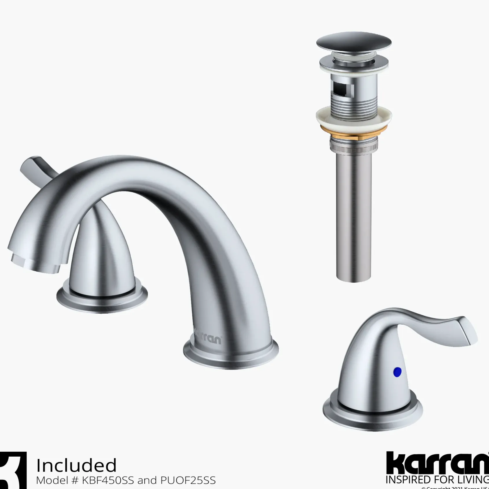 Karran Fulham 1.2 GPM Double Lever Handle Lead-free Brass ADA Bathroom Faucet, Widespread, Stainless Steel, KBF450SS