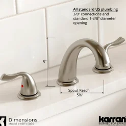 Karran Fulham 1.2 GPM Double Lever Handle Lead-free Brass ADA Bathroom Faucet, Widespread, Stainless Steel, KBF450SS