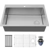 Karran Fusion 33" Drop In/Topmount Stainless Steel Kitchen Sink with Accessories, 16 Gauge, TMSB3331-PK1