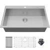 Karran Fusion 33" Drop In/Topmount Stainless Steel ADA Kitchen Sink with Accessories, 18 Gauge, TMSB3320-PK1