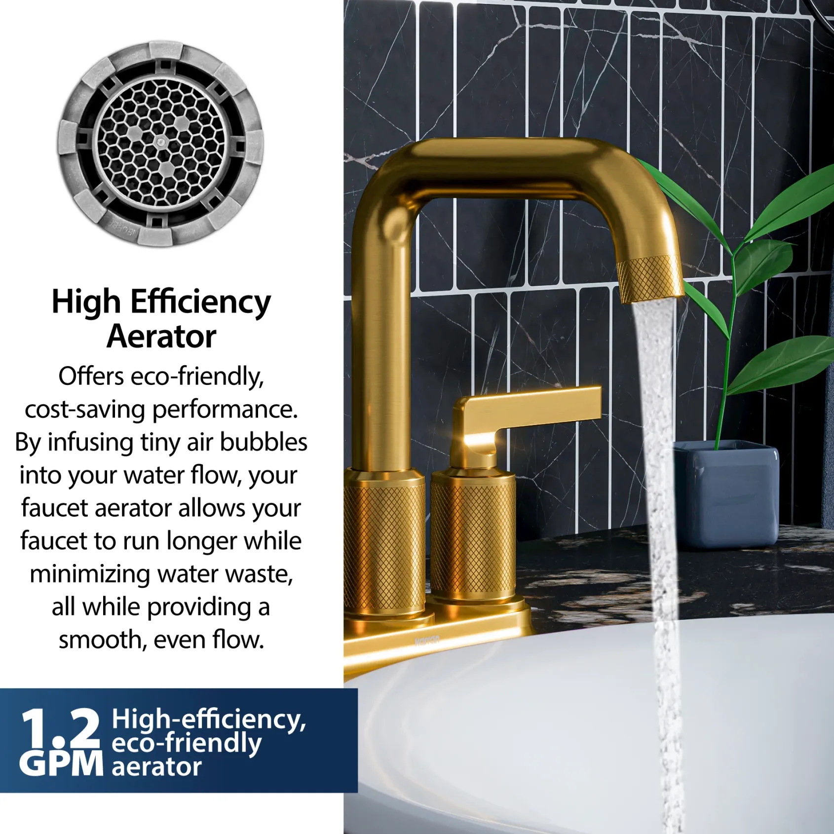 Karran Gillingham 1.2 GPM Double Lever Handle Lead-free Brass ADA Bathroom Faucet, Centerset, Gold, KBF536G