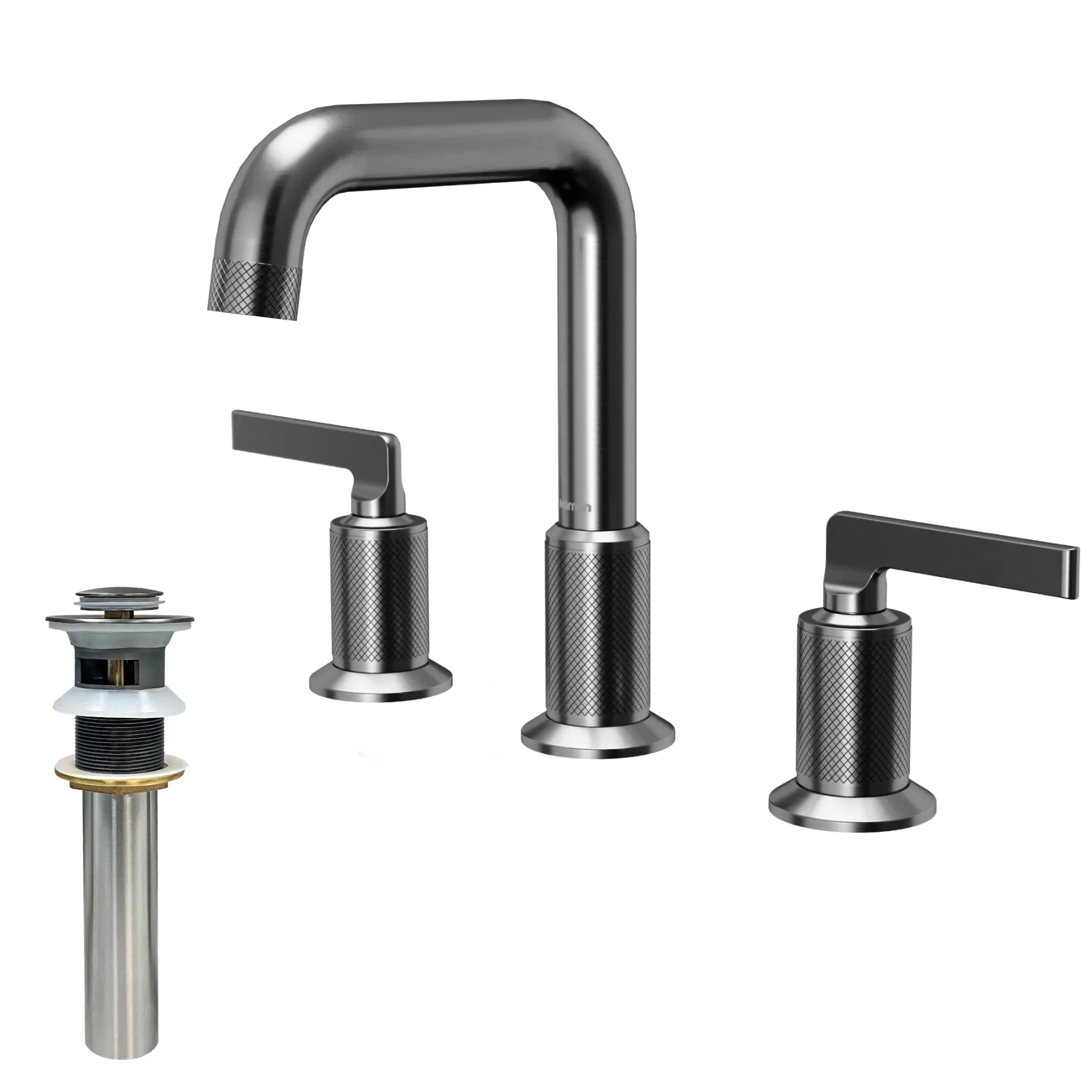 Karran Gillingham 1.2 GPM Double Lever Handle Lead-free Brass ADA Bathroom Faucet, Widespread, Gunmetal Grey, KBF534GG