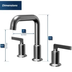 Karran Gillingham 1.2 GPM Double Lever Handle Lead-free Brass ADA Bathroom Faucet, Widespread, Gunmetal Grey, KBF534GG
