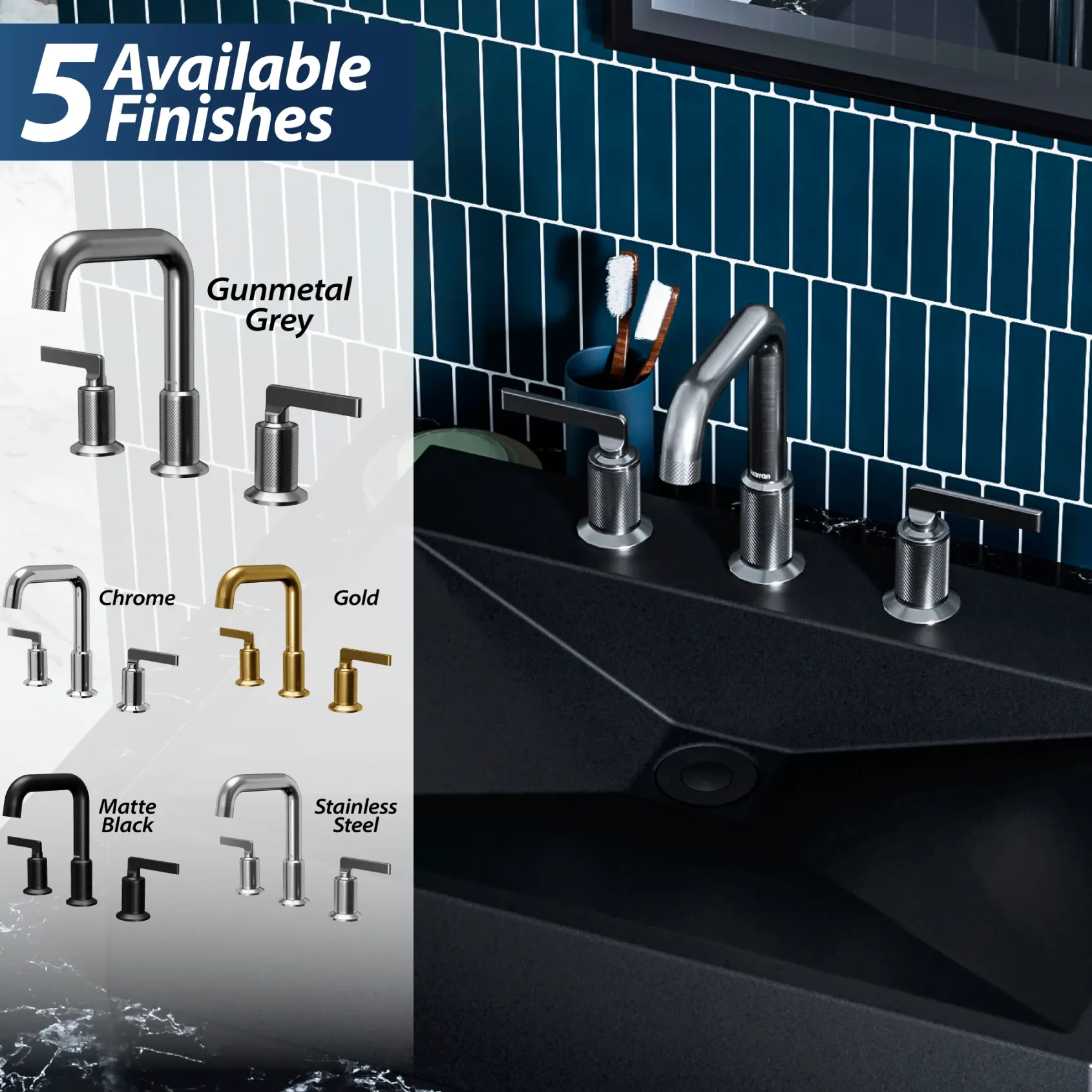 Karran Gillingham 1.2 GPM Double Lever Handle Lead-free Brass ADA Bathroom Faucet, Widespread, Gunmetal Grey, KBF534GG