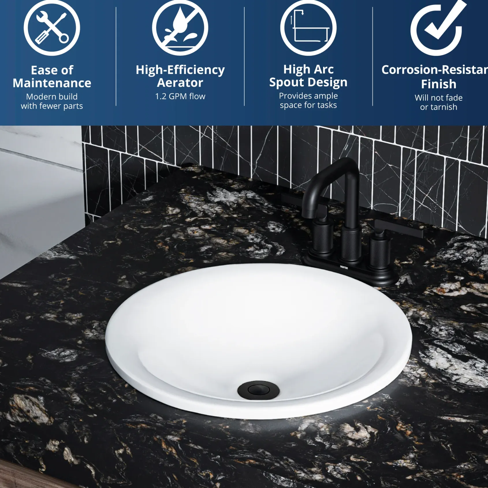 Karran Gillingham 1.2 GPM Double Lever Handle Lead-free Brass ADA Bathroom Faucet, Centerset, Matte Black, KBF536MB