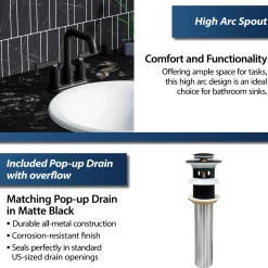 Karran Gillingham 1.2 GPM Double Lever Handle Lead-free Brass ADA Bathroom Faucet, Centerset, Matte Black, KBF536MB