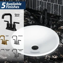 Karran Gillingham 1.2 GPM Double Lever Handle Lead-free Brass ADA Bathroom Faucet, Centerset, Matte Black, KBF536MB