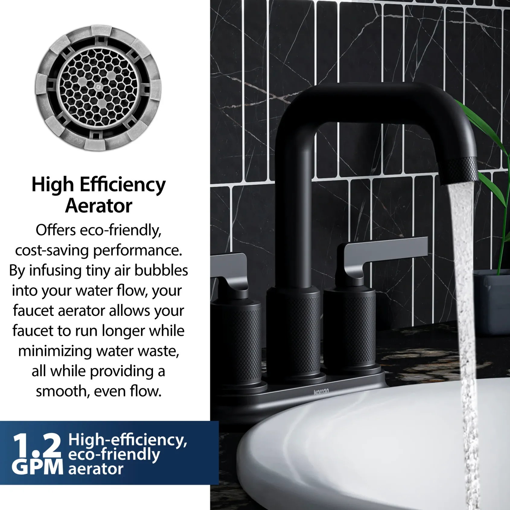Karran Gillingham 1.2 GPM Double Lever Handle Lead-free Brass ADA Bathroom Faucet, Centerset, Matte Black, KBF536MB