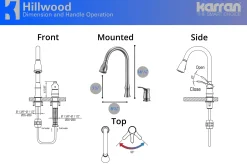 Karran Hillwood Single Lever Handle Lead-free Brass ADA Kitchen Faucet, Pull Down, Stainless Steel, KKF260SS
