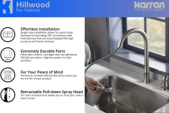 Karran Hillwood Single Lever Handle Lead-free Brass ADA Kitchen Faucet, Pull Down, Stainless Steel, KKF260SS
