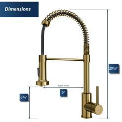 Karran Kadira 1.8 GPM Single Lever Handle Lead-free Brass ADA Kitchen Faucet, Pull-Down, Brushed Gold, KKF225BG