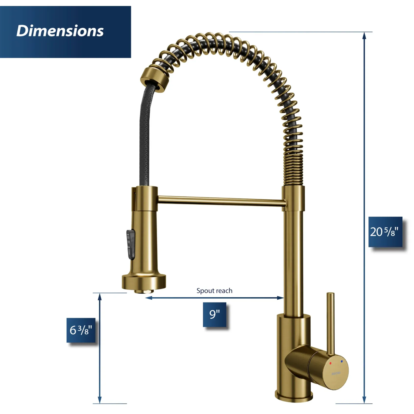 Karran Kadira 1.8 GPM Single Lever Handle Lead-free Brass ADA Kitchen Faucet, Pull-Down, Brushed Gold, KKF225BG