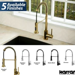 Karran Kadira 1.8 GPM Single Lever Handle Lead-free Brass ADA Kitchen Faucet, Pull-Down, Brushed Gold, KKF225BG