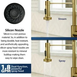 Karran Kadira 1.8 GPM Single Lever Handle Lead-free Brass ADA Kitchen Faucet, Pull-Down, Brushed Gold, KKF225BG