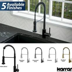 Karran Kadira 1.8 GPM Single Lever Handle Lead-free Brass ADA Kitchen Faucet, Pull-Down, Matte Black, KKF225MB