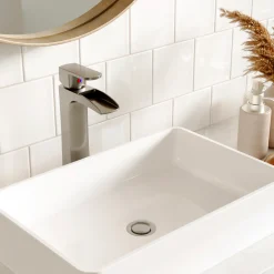 Karran Kassel 1.2 GPM Single Lever Handle Lead-free Brass ADA Bathroom Faucet, Vessel, Stainless Steel, KBF442SS
