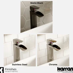 Karran Kassel 1.2 GPM Single Lever Handle Lead-free Brass ADA Bathroom Faucet, Vessel, Stainless Steel, KBF442SS