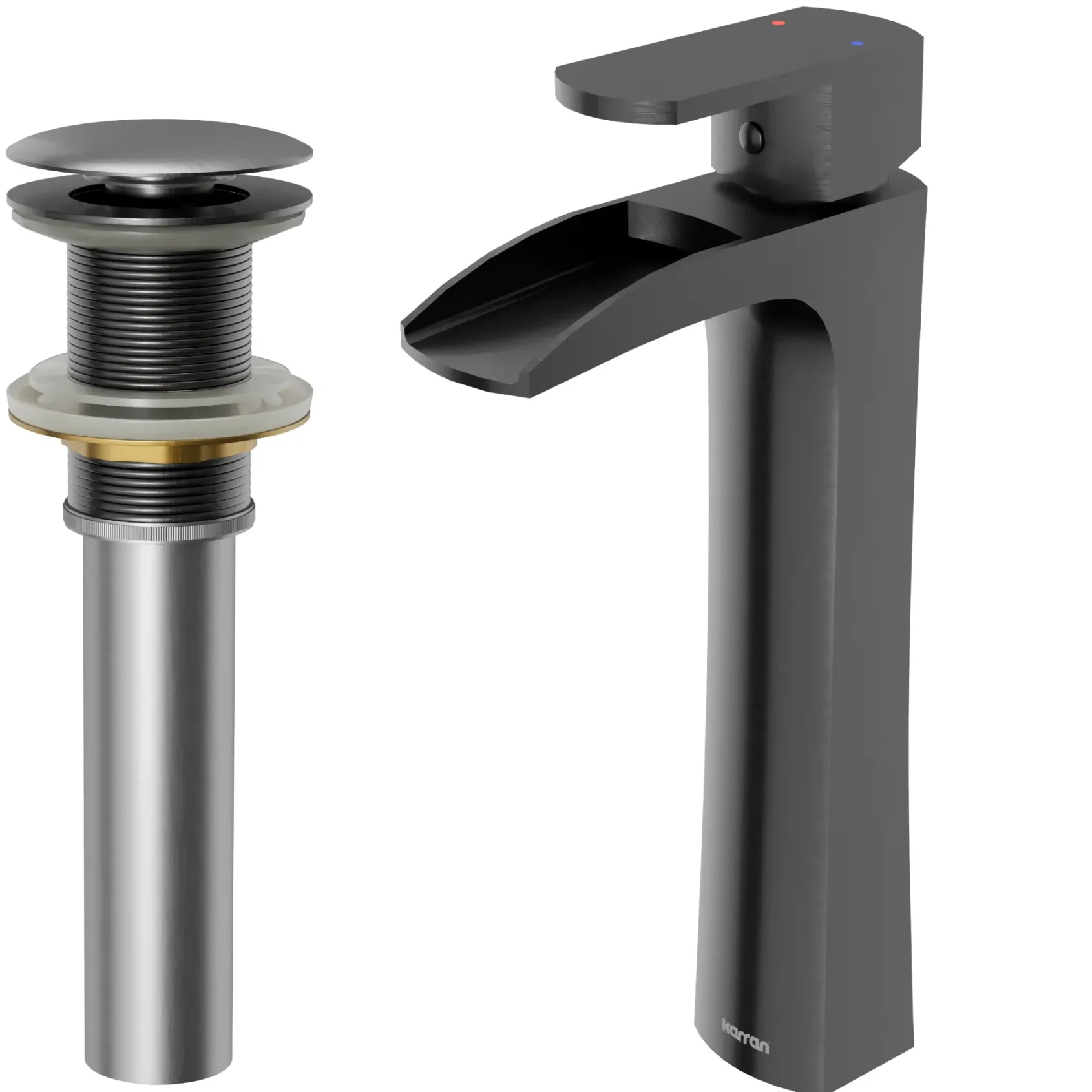Karran Kassel 1.2 GPM Single Lever Handle Lead-free Brass ADA Bathroom Faucet, Vessel, Gunmetal Grey, KBF442GG